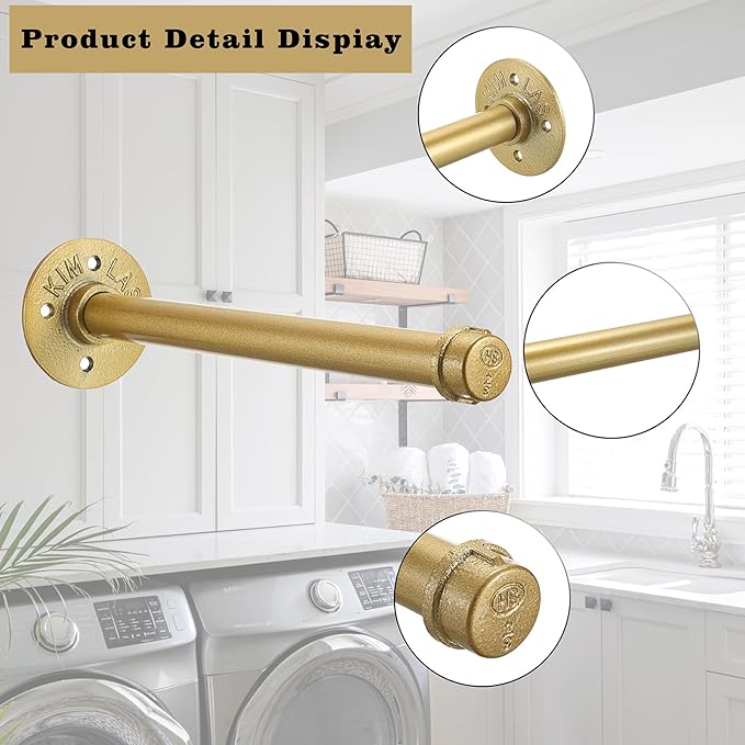 Sumnacon 2 Pack 12 Industrial Pipe Wall Mounted Clothing Rack Bar - Metal Garment Bracket Frame