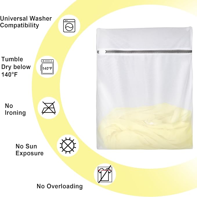 Mesh Laundry Bags, Fine Mesh, 16"×20"/20"×24"/24"×24", Durable Material with Sturdy Zipper - For Clothes, Linens, Shoes, Travel Storage Bags (3PC M/L/XL)