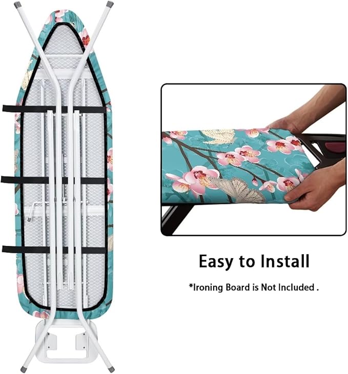 Flashideas Pink Flower Ironing Board Cover and Pad 15 x 54 Heavy Duty Iron Board Covers Standard Size Padding Decorative Covers for Most Iron Boards Ironing Pad Cover