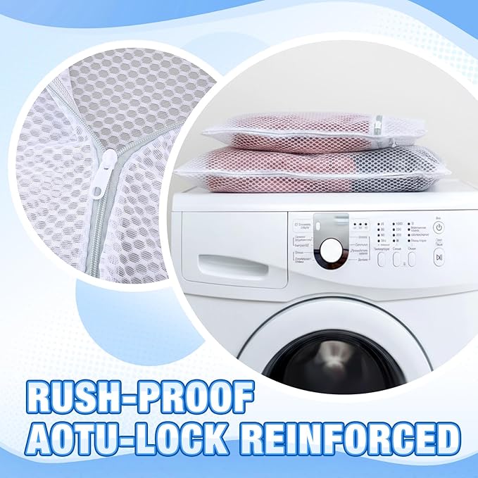 SATINIOR 7 Pcs Mesh Laundry Bags Sneaker Mesh Bags Suitable for Most Washing Machines and Dryers with Sturdy Zippers and Ties Laundry