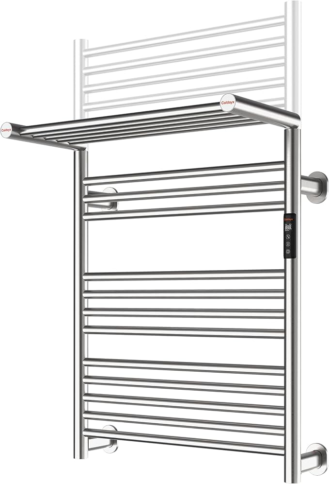 High-Density Foldable Heated Towel Rack, Smart Dual-Zone App/Voice Control Towel Warmer Rack, GFCI Plug-in/Hardwired, Wall-Mount, Drill-Free Install, Brushed, CA3-900X550-Ultra-S