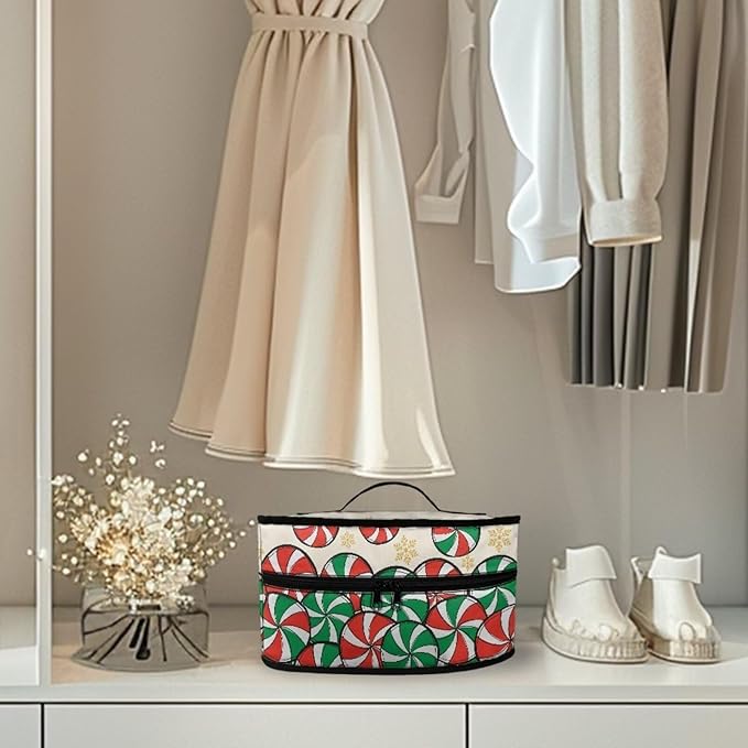 Iron Storage Bag with Zipper Handle Decorative Colorful Steam Iron Storage Case Fits Traveling Outing, Christmas Candy Snow