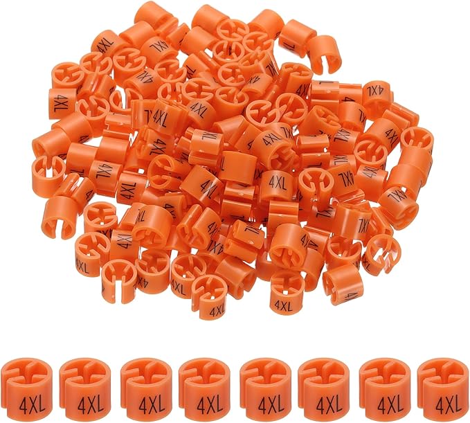 PATIKIL 300 Pcs Clothes Hanger Markers 4XL Fit Rod Garment Size Tag Hanger Clips Round Color Coding Label for Clothing, Orange