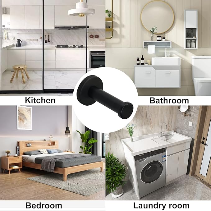 Bath Towel Hooks, 6 Pack Round Coat Hooks, Sturdy Wall Mounted Robe Hook, SUS 304 Stainless Steel Heavy Duty Clothes Hanger, Wall Towel Hooks for Bathroom Bedroom Kitchen (3 in, Black)