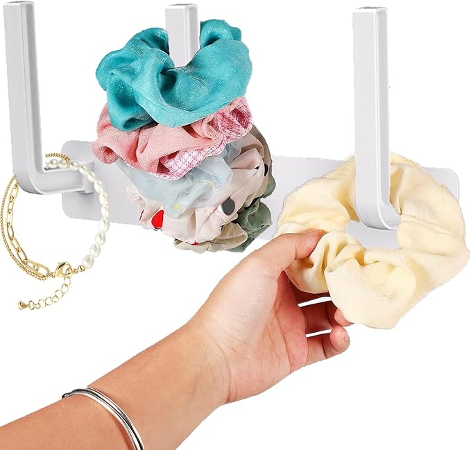 clino 2 Pack Headband Holder, Hair Ties Holder,Multifunctional Hooks, Removable Hat Hook, Claw Clip Organizer, Hair Accessories Organizer for Women and Girls, Men Hat Rack for Baseball Caps (White)