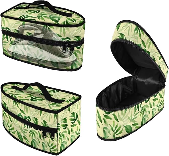 Leaf Print Steam Iron Case Travel Iron Organizer Handheld Steamer Holder with Handle Waterproof Travel Accessories, Case Only