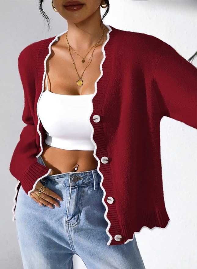 Pink Queen Fuzzy Sweater Cardigan for Women 2025 Fashion Long Sleeve Flower Outerwear Button Down Open Front Cardigan Coat