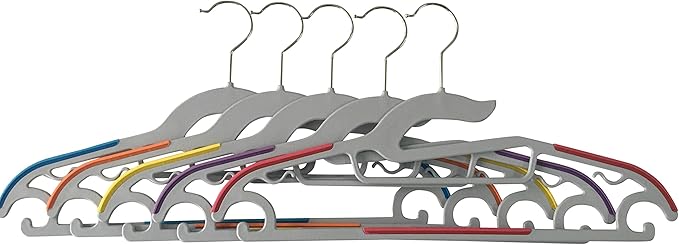 P3500M 30 Pack Light-Weight Non-Slip Durable Clothes Plastic Hangers Perfect for Pants, Dress, Jacket, Underwear and Shirt, 5 Mixed 01, 5 Mixed Color 01