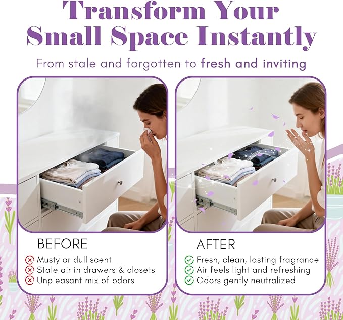 SCENTORINI Lavender Sachets for Drawers and Closets, Long-Lasting Sachets Bags, Pack of 14, Home Fragrance Sachet for Wardrobe, Closet, Drawer