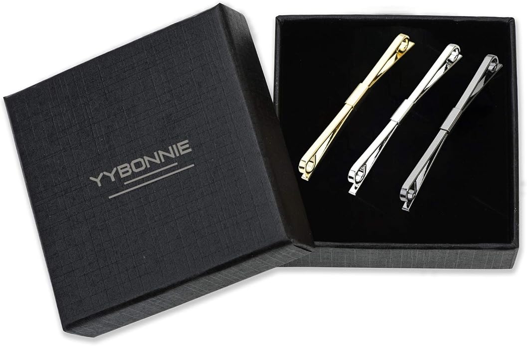 3PCS Shirt Collar Clips Necktie Tie Clips Clip-on Collar Bars Gold Silver Black Metal Cravat Clips Collar Pin Accessories for Men