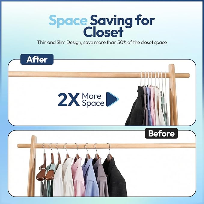 coconino Plastic Hangers 20 Pack - Non-Slip Clothes Hangers with Built-in Hooks - Heavy Duty Space Saving Coat Hangers for Closet - Durable Clothing Hanger for Shirts, Pants, Dress, Coats - White