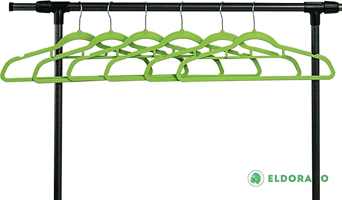 Eldorado Non-Slip Adult Hangers, Multicolor, for Everyday Use Value Packs (Lime Green, 400)