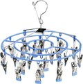 PHYDELU Drying Rack Clothing with 24 Clips，Sock Hanger for Drying，Hanging Clothes Dryer Underwear Hangers Racks Laundry Herb Socks Panty Wet Bra Lingerie Baby Delicates Foldable Small Indoor Metal