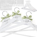 Chunful 10 Pack Personalized Bride Hanger for Wedding Dress Custom Name White Wooden Bridal Hangers with UV Dtf Transfers Natural Wood Dress Hanger with Ribbon Bow Bride Wedding Gift