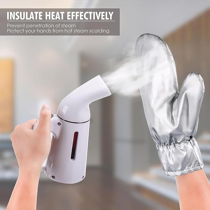Clothes Steamer Stand Hanger with Steamer Ironing Gloves for Steaming Clothes, Handheld Garment Steamer Rack with Flexible Anti Steam Mitt