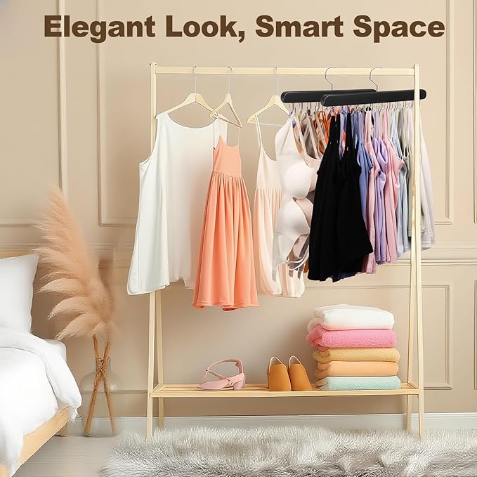 2 Pack Tank Top Hanger, 40 Hooks Large Capacity Bra Hanger for Closet Organizers & Storage, Bra Organizer Closet, Tank Top Hangers Space Saving for Sports Bras, Tank Top (Black, 2 Pack)