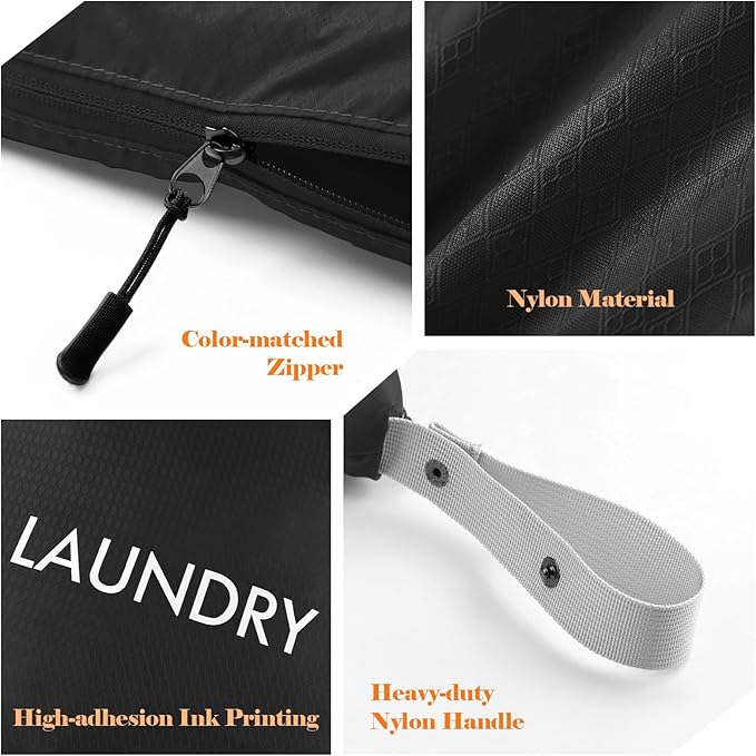 WiseBoy 2 Pack Laundry Bags, Washable Wet Dry Bag, Travel Laundry Bag Dirty Clothes Organizer, Swimming Yoga Bathing Suit Workout Wet Dry Bag - Black
