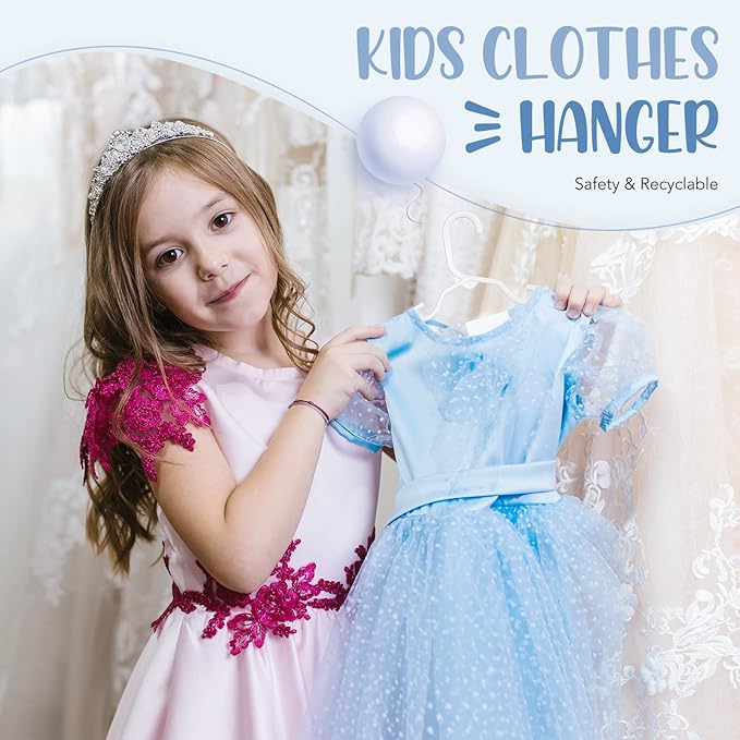 HOUSE DAY Plastic Baby Hangers for Closet 60 Pack, Durable Plastic Kids Hangers for Baby Clothes, Thin & Compact Childrens Hangers, Space Saving White Baby Hanger, Small Hanger for Kids Clothes
