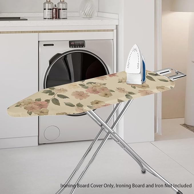 Vintage Flower Ironing Board Cover 15x54 Inch Extra Thick Resistant Scorch and Staining,3 Fasteners,Elastic Edge,Large Protective Scorching Standard Size