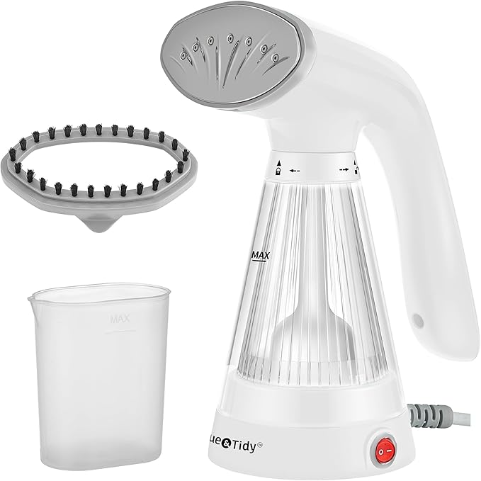 True & Tidy Complete Garment Care Set - Portable & Compact Handheld Travel Steamer with Extra Large Laundry Bag and Lint Roller Bundle (Handheld Steamer Only - White)