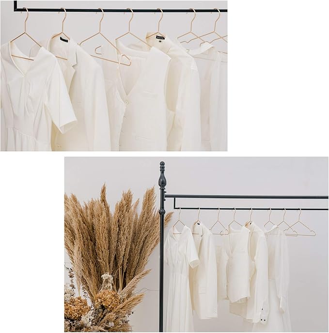 17 Inch Metal Clothes Hanger 20 pack, 4.0mm Heavy Duty Shirt Blouse Hanger for Coat Suit Bridal Boutique, Space Saving Slim Wire Hanger for Camisole Trousers Wedding Dress（Matte Rose Gold）