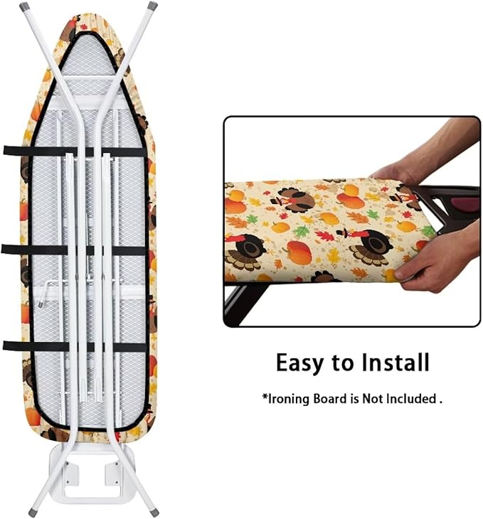 SEANATIVE Turkey Pumpkins Ironing Board Cover Stain Resistant Pad Covers Durable Iron Board Protective Covers with Elastic Edge, Easy Installation