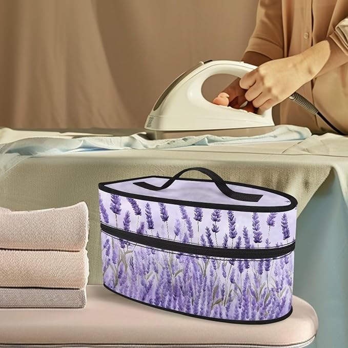 Purple Lavender Travel Iron Storage Box Stylish Portable Protective Carrying Bag Full Size Iron Tote Bag Reusable Steamer Storage Bags Home Decoration