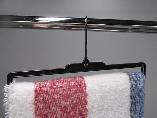 NAHANCO Extra Wide Plastic Hanger with Swivel Hook for Scarf/Leggings Displays, 11 1/2" W - Black (Pack of 12)