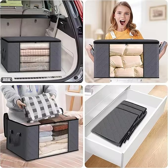 18PCS 60L/18PCS 90L Extra Large Moving Bags Comforter and Blanket Storage Bins With Lids Foldable Storage Bags