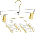 Besser Gold Acrylic Hangers,20 Pack Clear Hangers with Gold Hooks,Luxurious Skirt Pants Hangers Gold Clips for Clothing Closet Storage