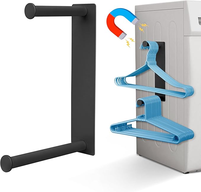 RedCall Magnetic Hanger Organizer for Washing Machine,Strong Magnet Hanger Storage Rack for Laundry Room Organization,Stacker Holder (Black)