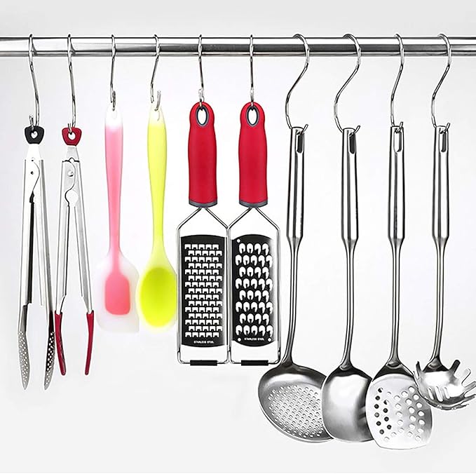 100 Pack 2.75 Inch S Hooks Stainless Steel S Shaped Hooks Heavy Duty S Hooks for Hanging Pans and Pots, Coffee Cups, Clothes, Plant, Jean, Silver