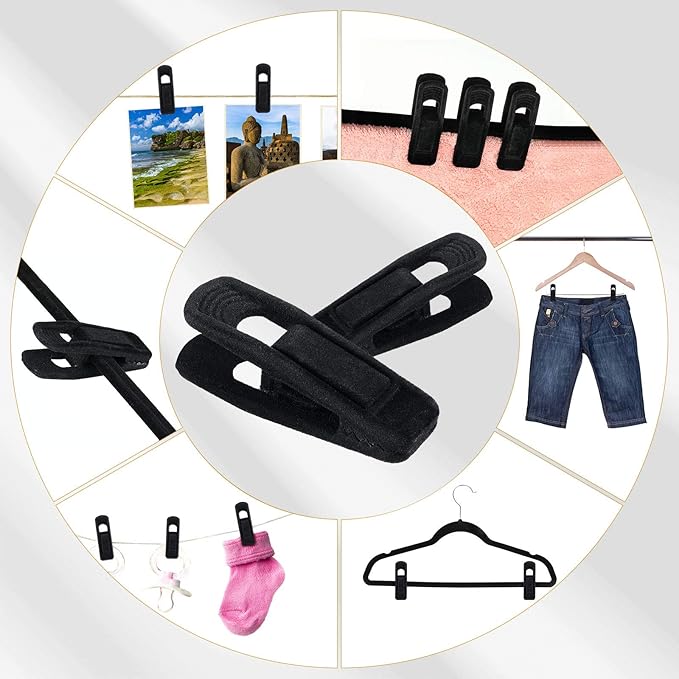 Velvet Hangers Clips Flocked Finger Clips Velvet Clothes Clips Strong Pants Hangers Clips for Slim-line Clothes Velvet Hangers (48 Pieces)