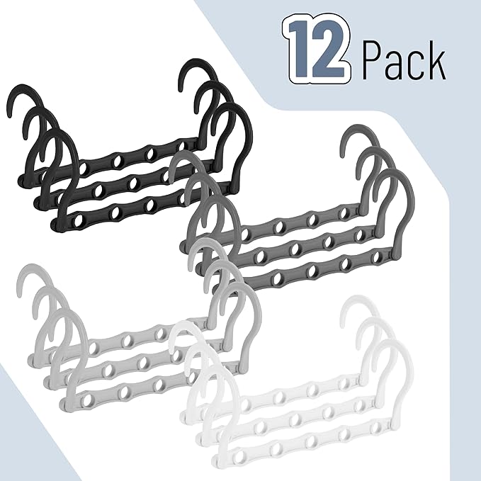 Mr. Pen- Space Saving Hangers for Clothes, 12 pcs, 4, Plastic Multi Clothes Hangers Space Saving, 5 Slots, 360° Rotating Hooks