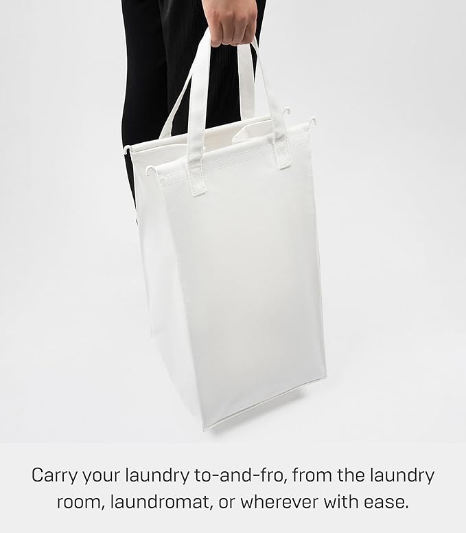 Yamazaki Home Tower Laundry Hamper Clothes Basket With Cotton Liner - Small, 25.2" - Steel + Cotton - 12 Gallons, 45 Liters