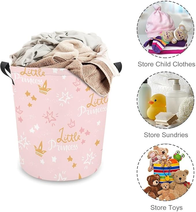 Pink Princess Laundry Basket Princess Room Decor Dirty Clothes Kids Laundry Hamper Girls Room Decor Girls Hamper
