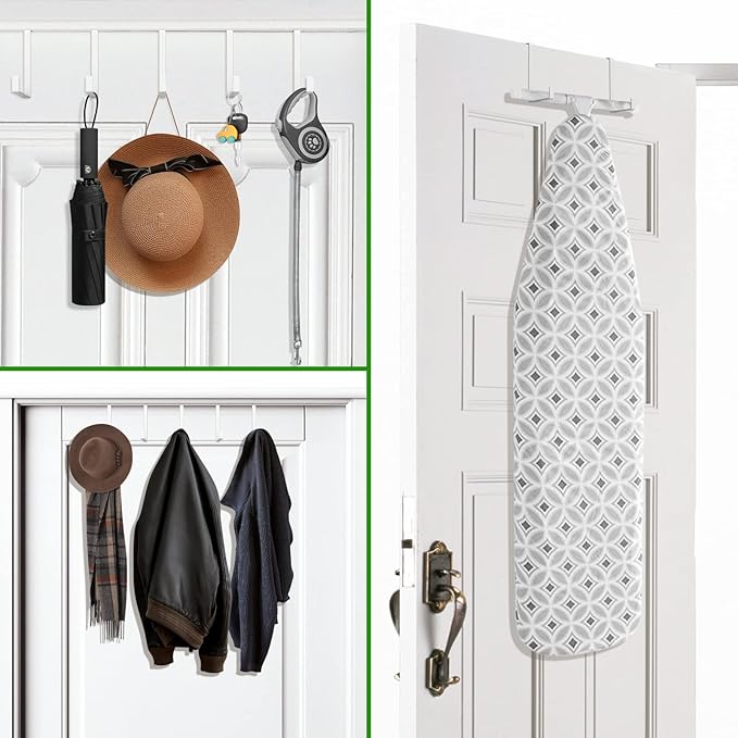 Over The Door Hooks 10 Pack, Z-Shaped Door Hanger Hook Fits The 1 3/8" and 1 3/4" Door Widths, Reversible Metal Door Hooks for Hanging Clothes, Coats, Towels, Shoe Organizers (White)