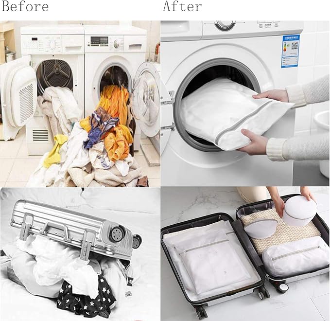 Mesh Laundry Bags - 9pcs Premium Zippered Fine Mesh Laundry Bags Set, Delicate & Lingerie Washing Organizer