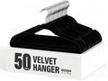 Simple Deluxe 50 Pack Heavy Duty Velvet Clothes Hangers, Non-Slip Closet Hangers with Shoulder Notches & 360° Swivel Hooks, Space-Saving Hangers for Coats & Suits, Black