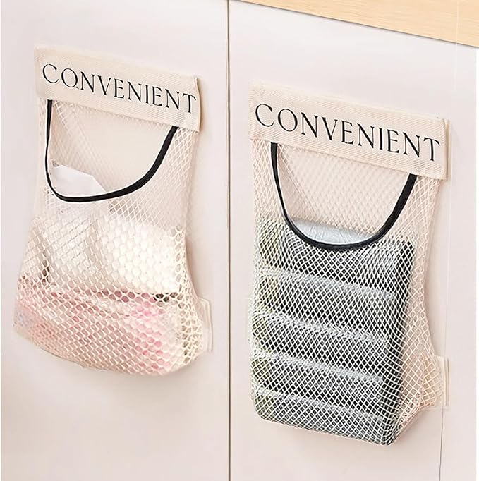 Stickable Storage Bag, 10 Pcs 11.5 In x 9.5 In Hanging Mesh Bags for Kitchen, Bathroom Garbage and Cloth Storage (10)