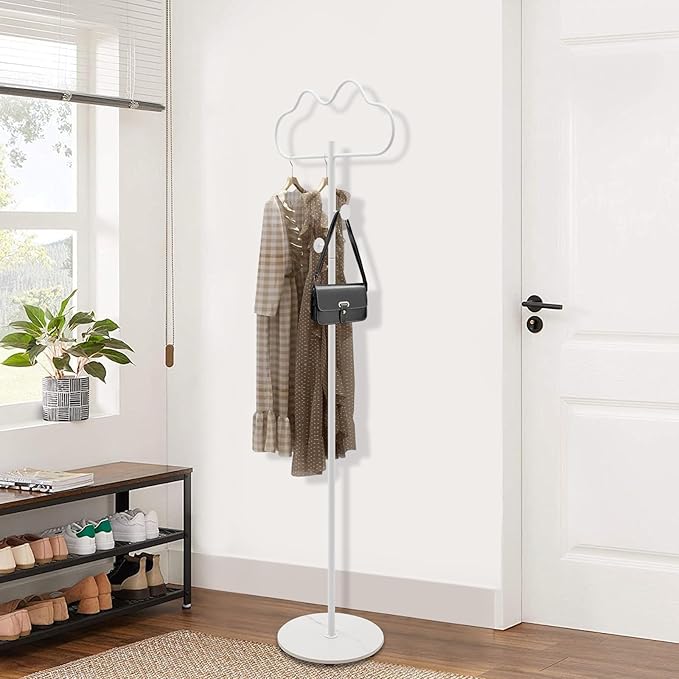 Freestanding Metal Coat Tree, Modern Coat Rack Cloud-shaped Coat Hanger Stand with 2 Hooks for Bedroom Entryway Hallway Office