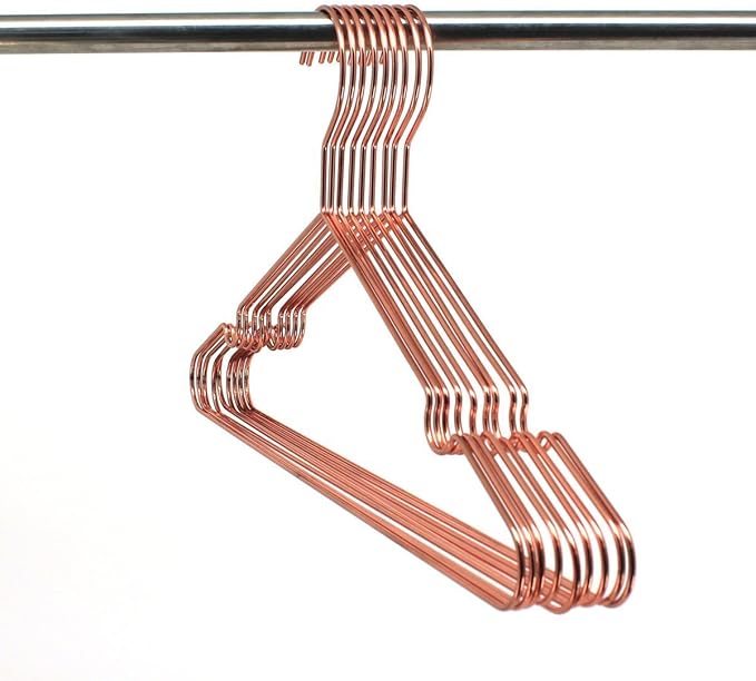 10Pack Koobay 13" Children Rose Copper Gold Shiny Metal Wire Top Clothes Hangers for Shirts Coat Storage & Display