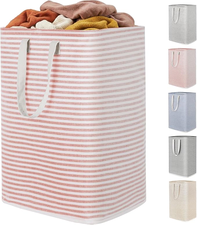 Lifewit 1 Pack Laundry Hamper Large Collapsible Laundry Baskets, Freestanding Waterproof Clothes Hamper with Easy Carry Handles in Laundry Room Bedroom Bathroom College Dorm, Pink, 80L