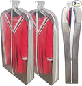 Dress Bags for Gowns Long with 6.3" Gusset, 50" Clear Long Garment Bags for Hanging Clothes, Dresses Covers and Side Zipper Protector for Storage, Overcoat, Trousers, Sweater, 3 Packs
