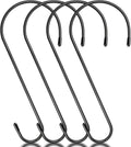4 Pack 14 Inch Tree Branch Hooks, Extra Large S Hooks for Bird Feeder, Heavy Duty Long S Hook for Hanging Plants, Basket, Lanterns, Patio,Indoor Outdoor Uses(Black)