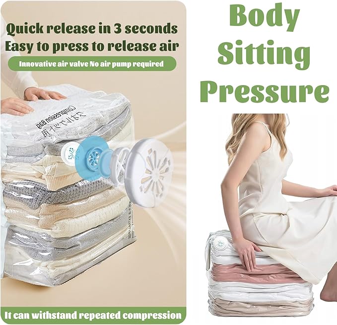 Large Vacuum Seal Bags for Clothing Travel Blankets Bedding,Space Saver Vacuum Storage Bags