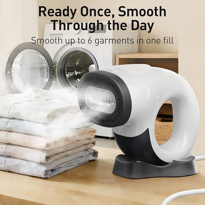 Vacuum Steamer for Clothes – Handheld Clothes Steamer with 2800Pa Suction & 25s Heat-Up – No-Drip Garment Steamers – Suction Steam Iron Alternative – Compact Steam Travel Iron with Base & Bag