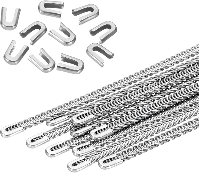 PATIKIL 10 Pcs 6 Inch 304 Stainless Steel Metal Steel Spiral Corset Boning, Metal Boning with 10pcs 6mm Boning Tips for Sewing Corset, Making Costume,Hoop Skirt, Collar (6mm Wide)