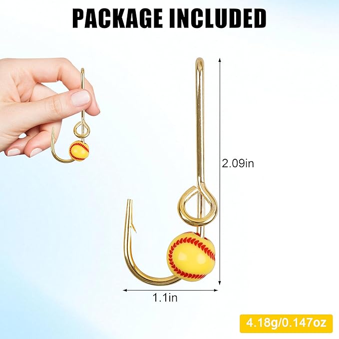 Fishing Hook Hat Pins & Clips - 12PCS Gold/Black Fish Hook Hat Tie Clips for Outdoor