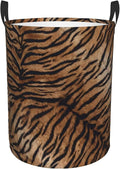Tiger Texture Round Laundry Hamper Natural Animal Skin Print Storage Basket Toys Clothes Organizer Bin For Home Bathroom Bedroom Dorm Nursery, 38l